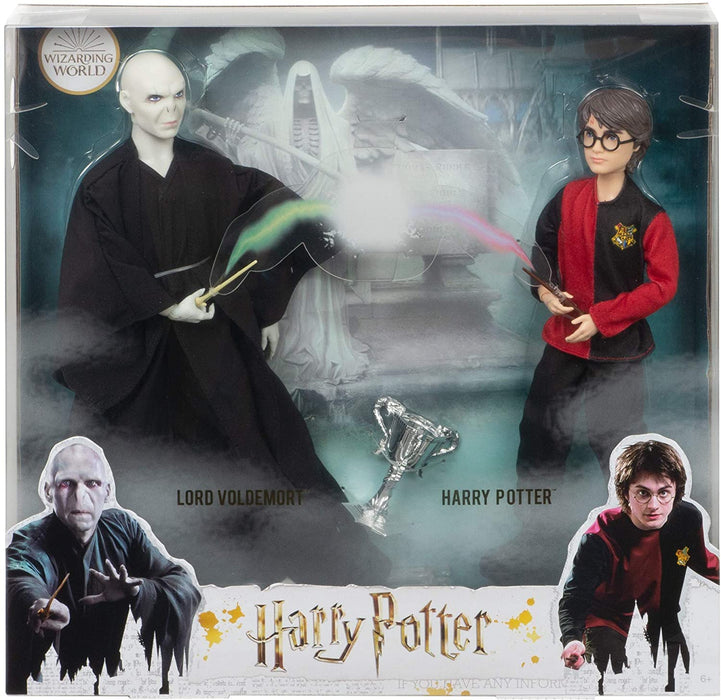 Harry Potter Collectible Doll 2-Pack, Gift Set with 12-inch Voldemort Doll and 10.5-inch Harry Potter Doll, with Film-Inspired Fashions and Wands, Gift for 6 Year Olds and Up