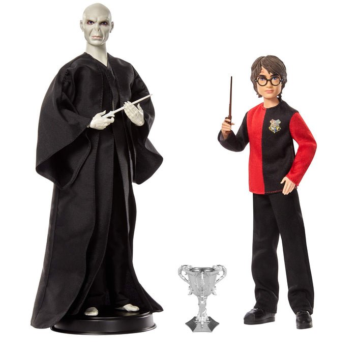 Harry Potter Collectible Doll 2-Pack, Gift Set with 12-inch Voldemort Doll and 10.5-inch Harry Potter Doll, with Film-Inspired Fashions and Wands, Gift for 6 Year Olds and Up