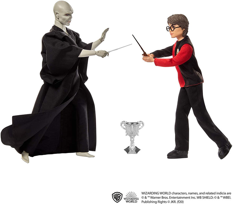 Harry Potter Collectible Doll 2-Pack, Gift Set with 12-inch Voldemort Doll and 10.5-inch Harry Potter Doll, with Film-Inspired Fashions and Wands, Gift for 6 Year Olds and Up