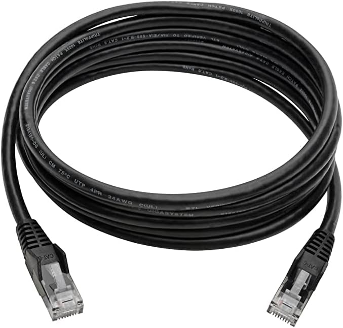 Eaton Cat6 Gigabit Snagless Molded UTP Patch Ethernet Cable, RJ45 Male-to-Male Cable, Black, 3 Feet / 0.3 Meters (N201-003-BK