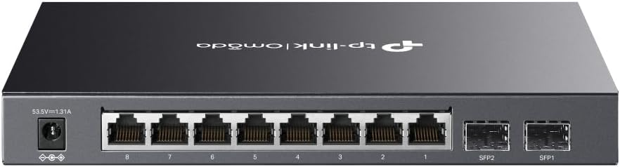 TP-Link JetStream 8-Port Gigabit Smart PoE+ Switch with 2 SFP Slots, Supports 8 Gigabit PoE Ports, 58W Budget, Fanless (SG2210P)