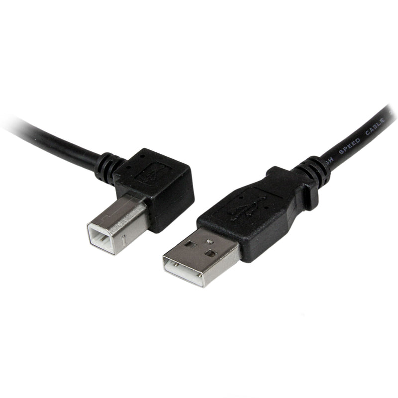 StarTech.com USBAB2ML 2 m USB 2.0 A to Left Angle B Cable Cord, 2 m USB Printer Cable, Left Angle USB B Cable, 1x USB A (M), 1x USB B (M), Black
