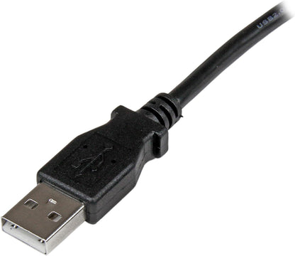 StarTech.com USBAB2ML 2 m USB 2.0 A to Left Angle B Cable Cord, 2 m USB Printer Cable, Left Angle USB B Cable, 1x USB A (M), 1x USB B (M), Black