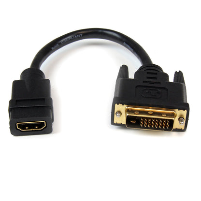 StarTech.com 8in HDMI to DVI-D Video Cable Adapter - HDMI Female to DVI Male - HDMI to DVI Dongle Adapter Cable (HDDVIFM8IN