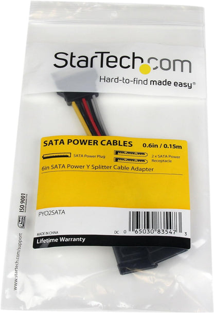 StarTech.com PYO2SATA 6 Inch SATA Power Y Splitter Cable Adapter, M/F, Power Splitter, SATA Power (M) to SATA Power (F), 6 Inch