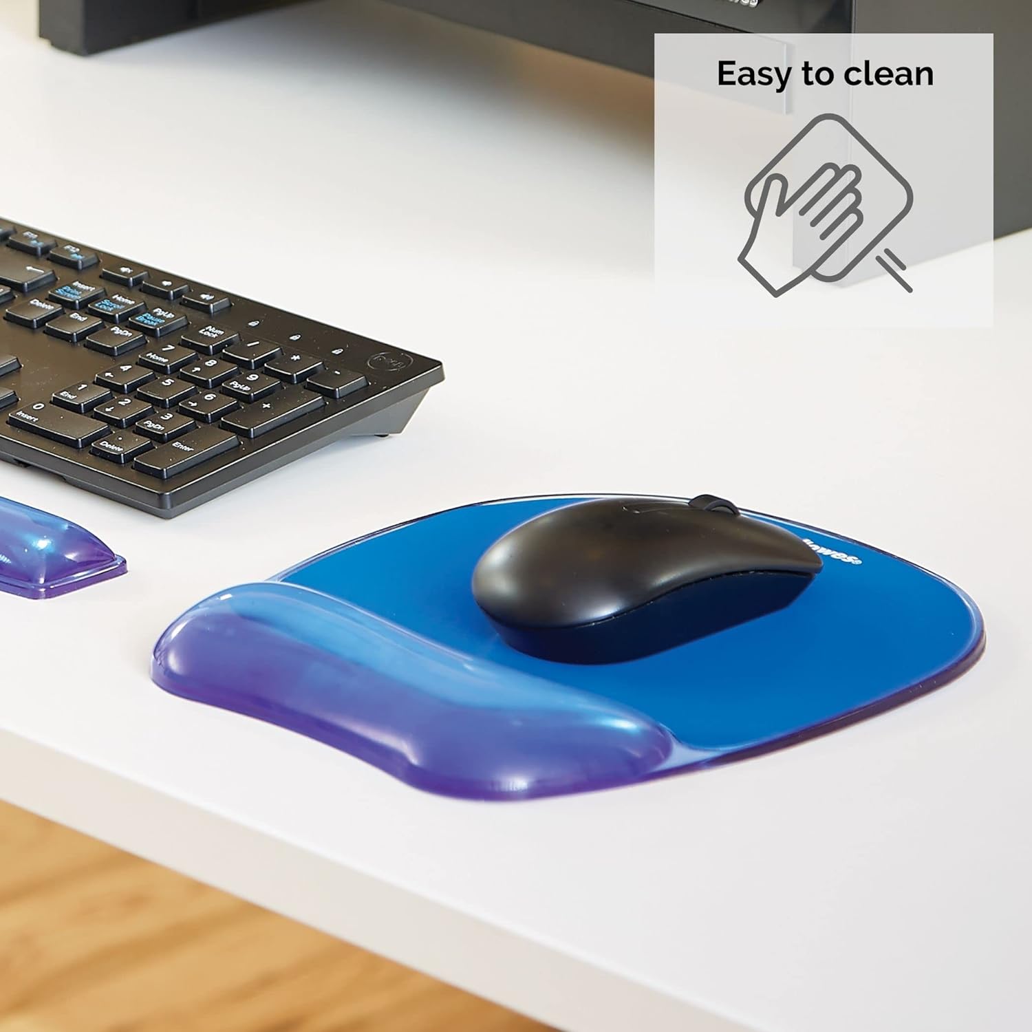 Fellowes Mouse Mat Wrist Support - Crystals Gel Mouse Pad with Non Slip Rubber Base - Ergonomic Mouse Mat for Computer, Laptop, Home Office Use - Compatible with Laser and Optical Mice