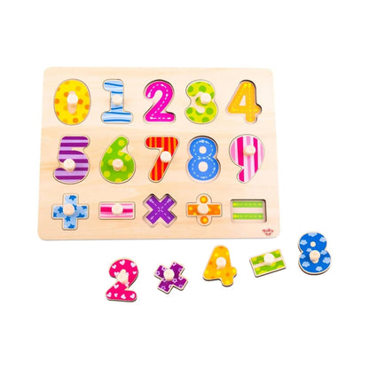 Tooky Toy 921 TY851 EA Wooden Number Puzzle 16pce (EXP), red