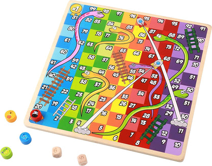 Tooky Toy 921 TY848 EA Wooden 2 in 1 Ludo/Snakes and Ladders, Multi-Coloured