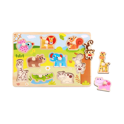 iXium Wooden Jungle Safari Animal Jigsaw Puzzle Peg Shape Sorter Toddlers Toy Present 18 Months +