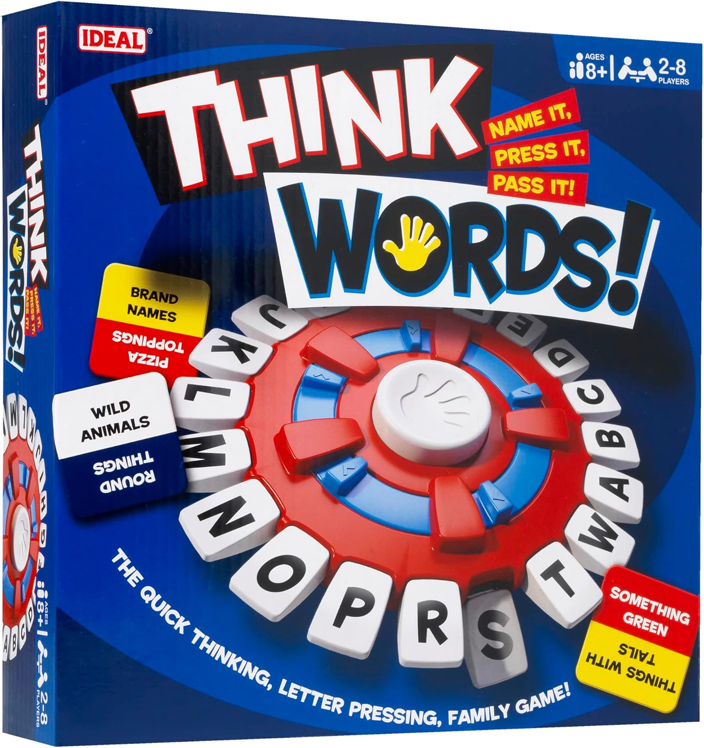 Ideal , Think Words: The Quick Thinking, Letter Pressing Game!, Family Games, for 2-8 Players, Ages 8+