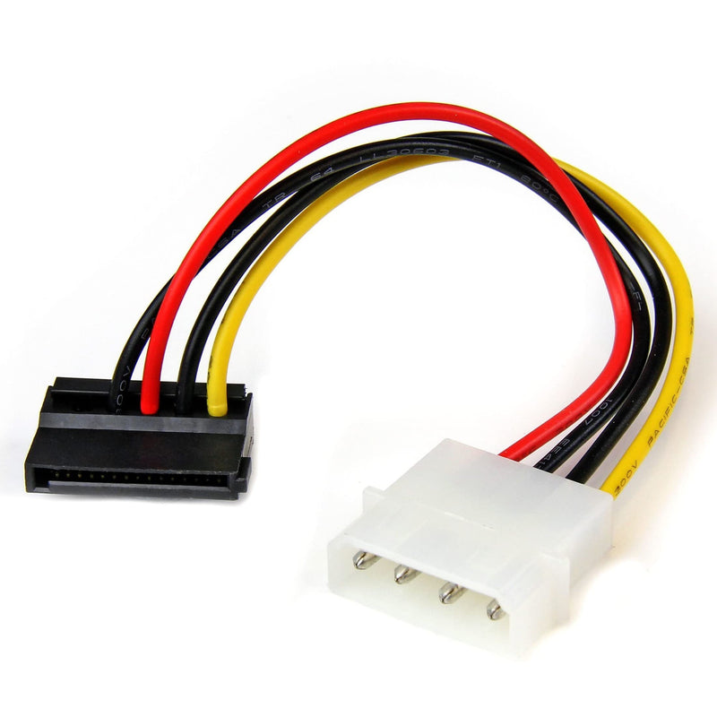 StarTech.com Adaptador Cable de 15cm Alimentación Corriente SATA Estándar con Ángulo a la Izquierda 15 Pines a 4 Pines - Macho LP4