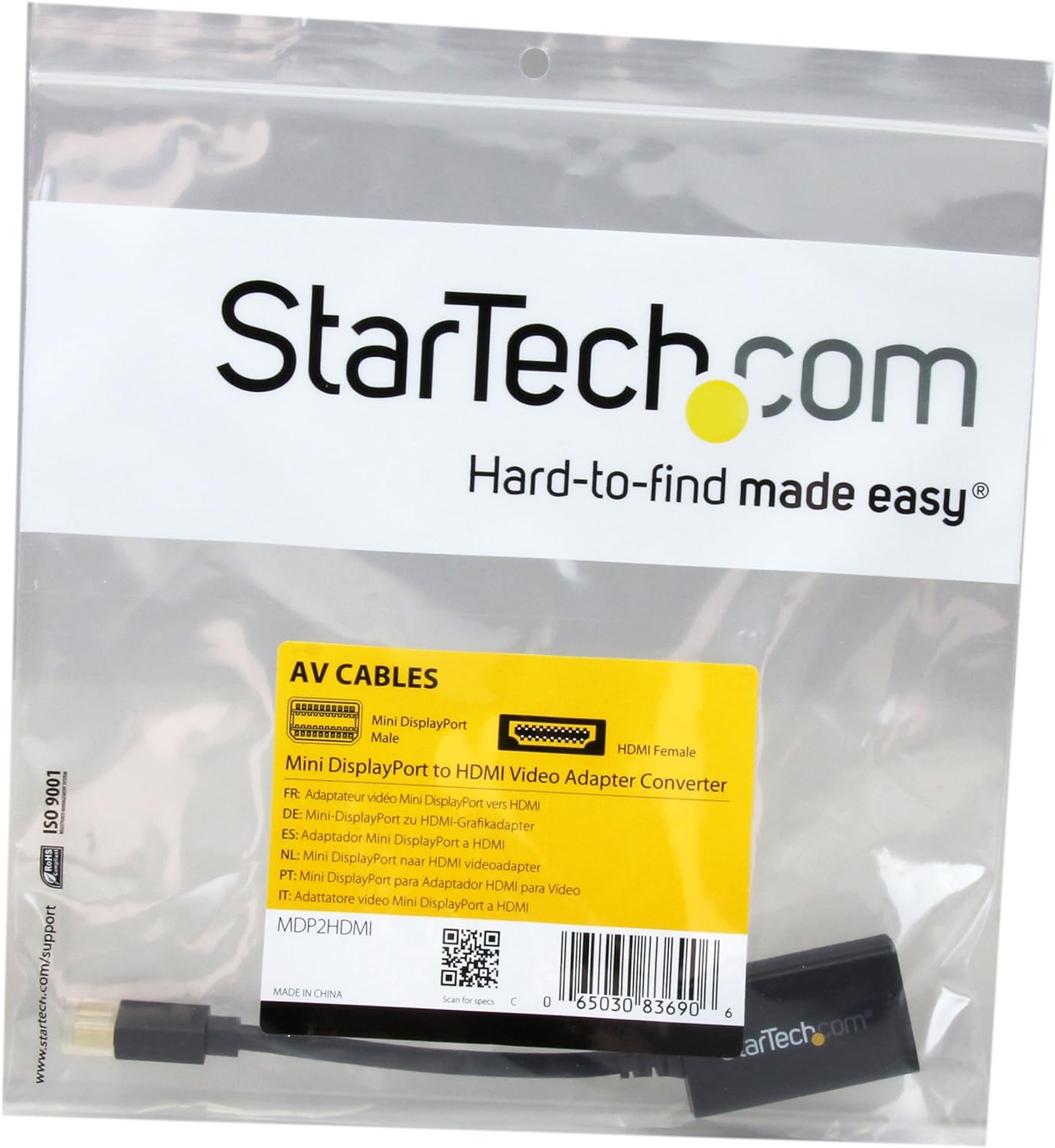 StarTech.com Mini DisplayPort to HDMI Adapter - 1080p - Mini DP to HDMI Monitor/Display/TV - Passive mDP 1.2 to HDMI Adapter Dongle Video Converter - Upgraded Version is MDP2HDEC (MDP2HDMI