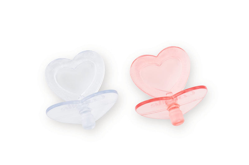 Corolle - Heart Shaped Doll Pacifier Accessory for 14-17" Dolls, 2 Pack, Clear/Pink (140370