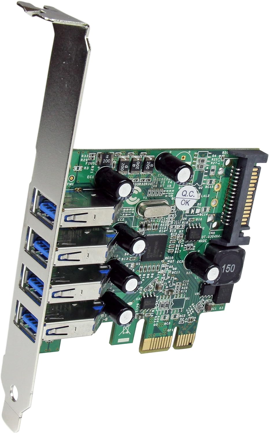 StarTech.com 4-Port PCI Express SuperSpeed USB 3.0 Controller Card with UASP - USB 3.0 Expansion Card with SATA Power (PEXUSB3S4V