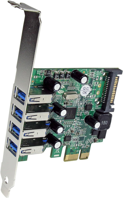 StarTech.com 4-Port PCI Express SuperSpeed USB 3.0 Controller Card with UASP - USB 3.0 Expansion Card with SATA Power (PEXUSB3S4V