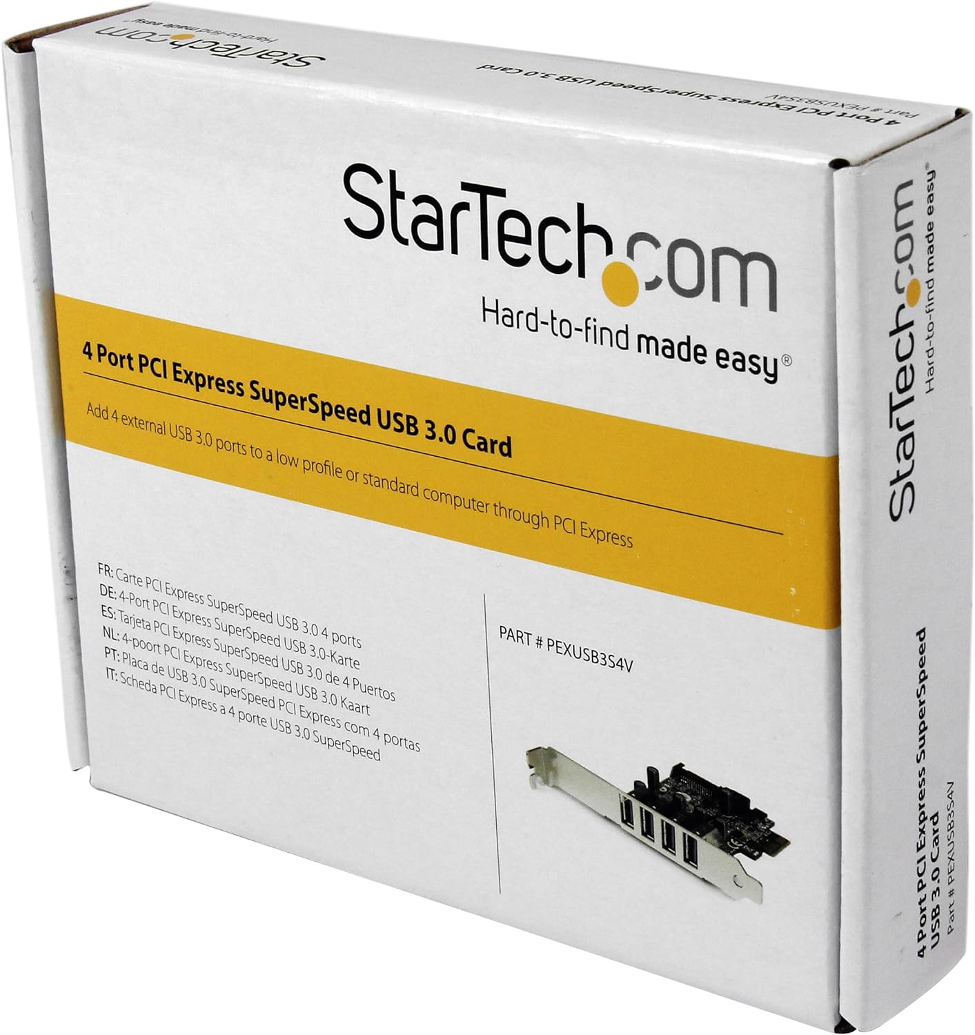 StarTech.com 4-Port PCI Express SuperSpeed USB 3.0 Controller Card with UASP - USB 3.0 Expansion Card with SATA Power (PEXUSB3S4V