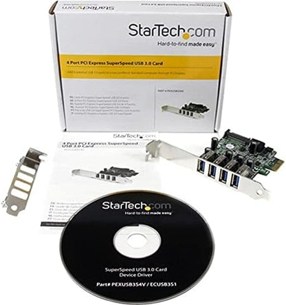 StarTech.com 4-Port PCI Express SuperSpeed USB 3.0 Controller Card with UASP - USB 3.0 Expansion Card with SATA Power (PEXUSB3S4V