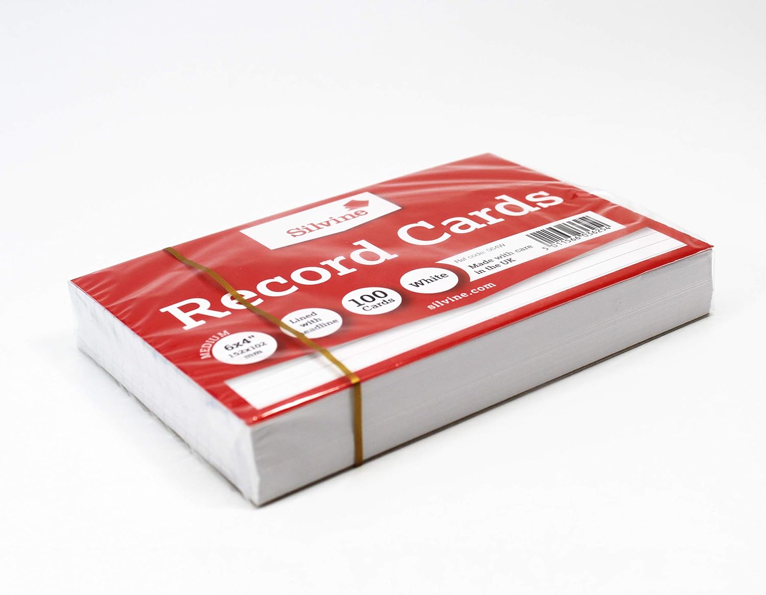 Silvine A6 White Record Cards - Lined with Headline, 100 Cards Per Pack (Size 6x4"