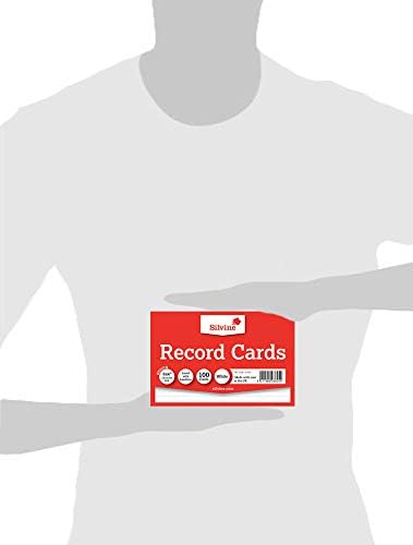 Silvine A6 White Record Cards - Lined with Headline, 100 Cards Per Pack (Size 6x4"