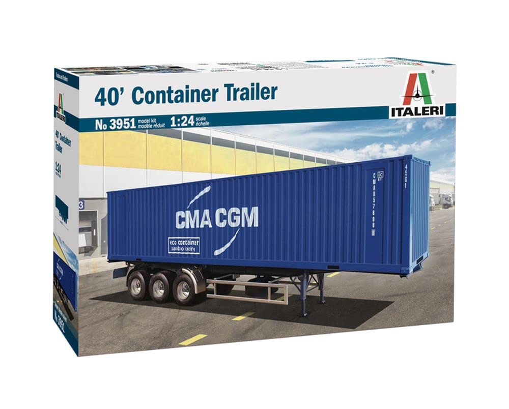 Italeri 3951S 1:24 Container Trailer 40 ft Building Stand Model Making Crafts Hobby Gluing Plastic Construction Kit True to Detail