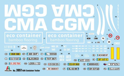 Italeri 3951S 1:24 Container Trailer 40 ft Building Stand Model Making Crafts Hobby Gluing Plastic Construction Kit True to Detail