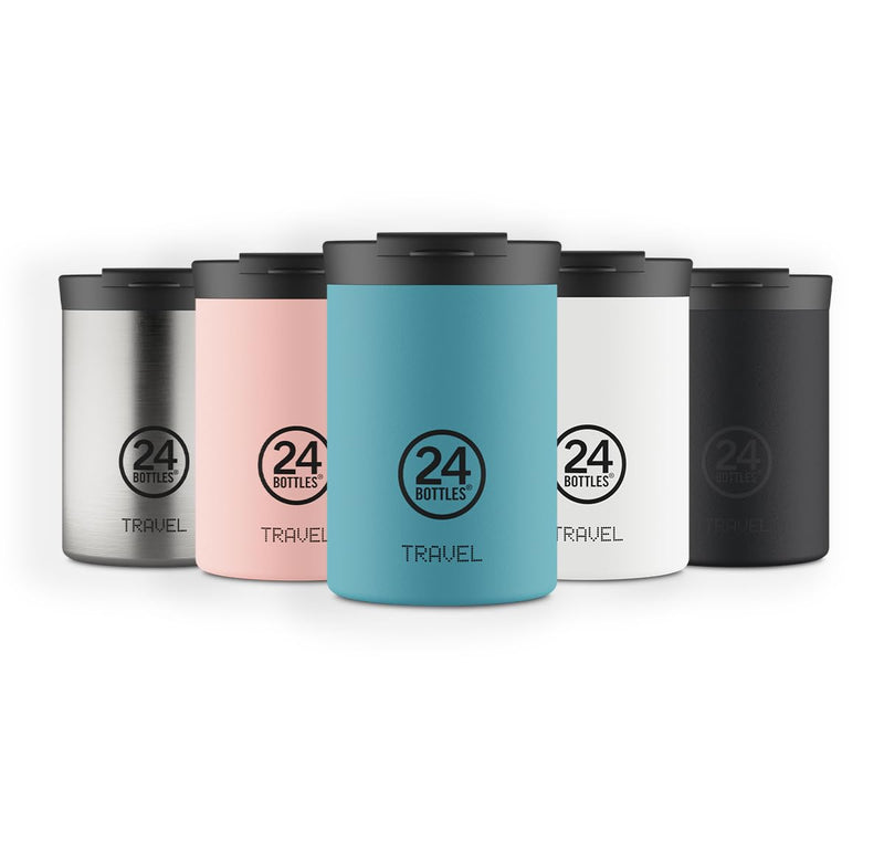 24 Bottles Travel Tumbler geïsoleerde drinkfles van roestvrij staal, 350 ml, coffee-to-go voor 24 uur koud en 6 uur warm, thermoskan (Powder Blue)