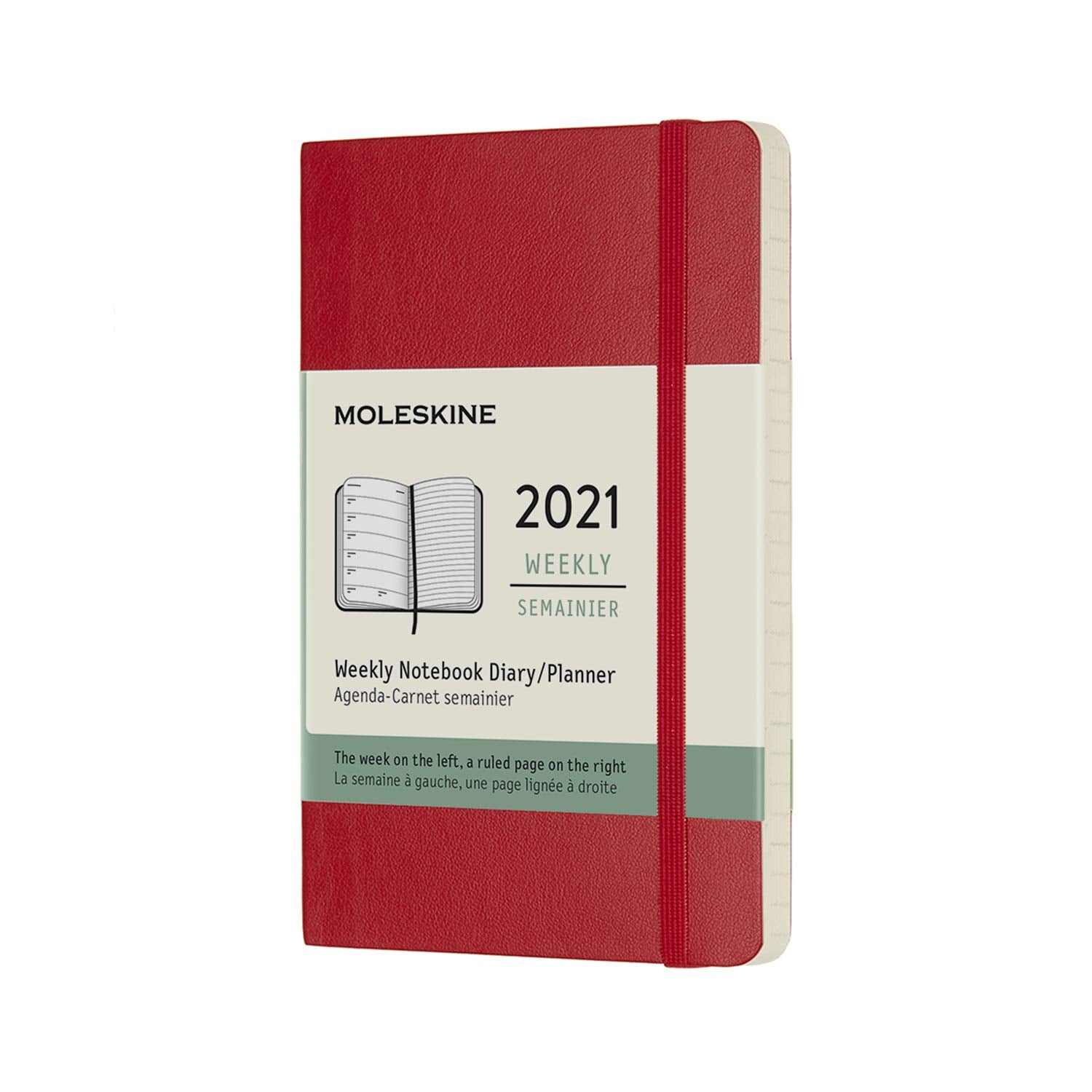 Moleskine Weekly Planner 2021, 12-Month Weekly Diary, Weekly Planner and Notebook, Soft Cover, Pocket Size 9 x 14 cm, Colour Scarlet Red, 144 Pages