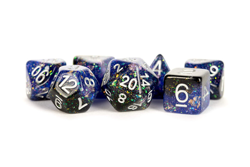 FanRoll by Metallic Dice Games 16mm Resin Polyhedral Dice Set: Eternal Blue/Black