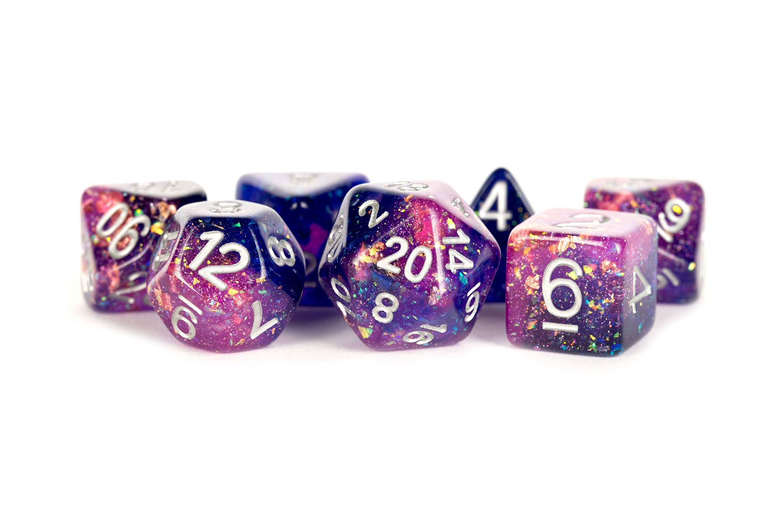 Metallic Dice Games 7-Set Eternal Purple and Blue with White