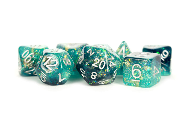 FanRoll by Metallic Dice Games 16mm Resin Polyhedral Dice Set: Eternal Teal/Black