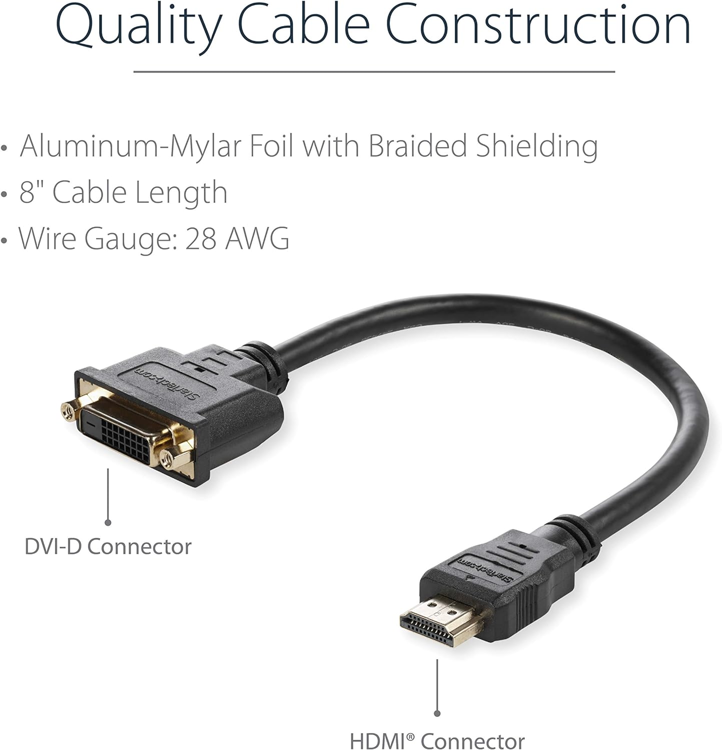 StarTech.com HDMI Male to DVI Female Adapter - 8in - 1080p DVI-D Gender Changer Cable (HDDVIMF8IN