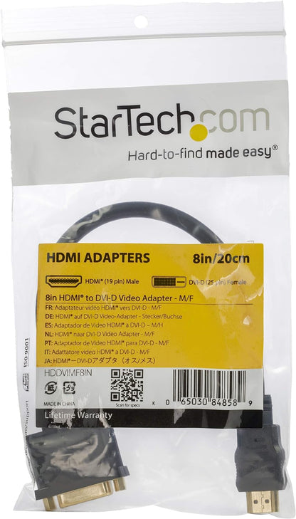 StarTech.com HDMI Male to DVI Female Adapter - 8in - 1080p DVI-D Gender Changer Cable (HDDVIMF8IN