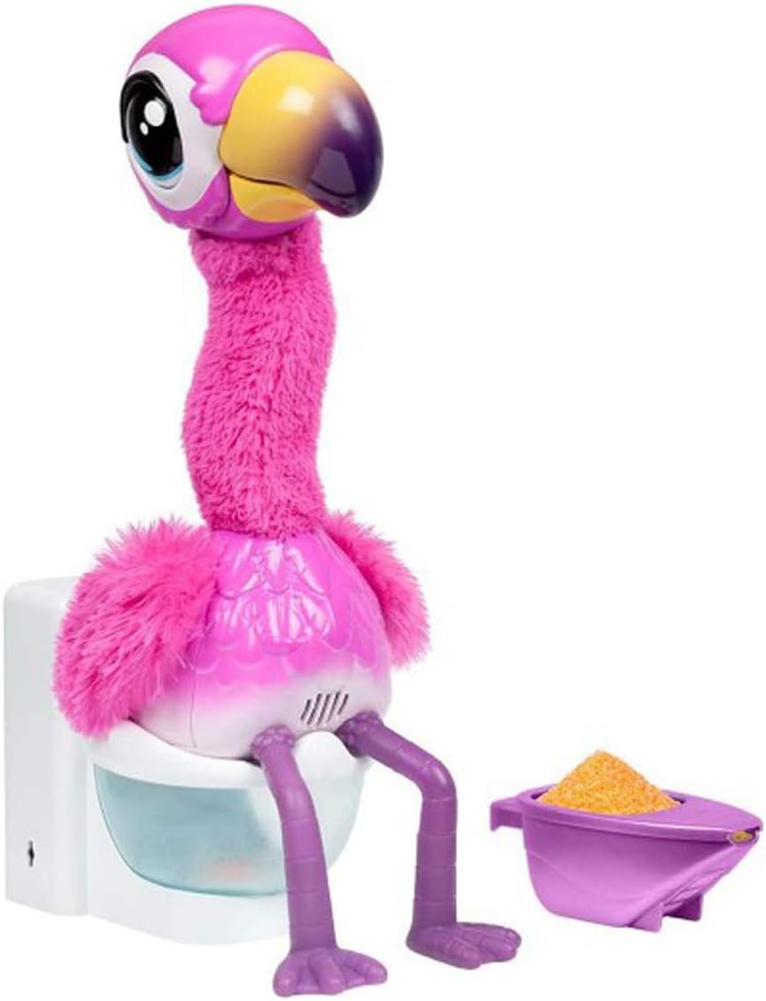 Little Live Pets Gotta Go Flamingo | Interactive Plush Toy that Eats, Sings, Dances, Poops and Talks (Batteries Included). Ages 4+ Pink Regular version