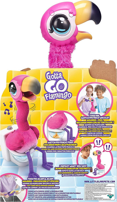 Little Live Pets Gotta Go Flamingo | Interactive Plush Toy that Eats, Sings, Dances, Poops and Talks (Batteries Included). Ages 4+