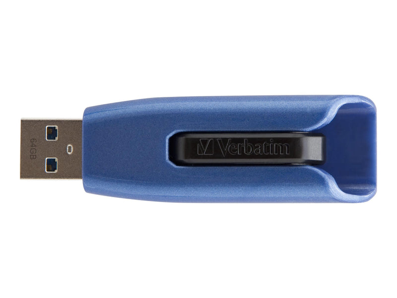 VERBATIM Clé USB Store 'n' Go V3 MAX I USB 3.2 Gen 1 I 128 Go I avec mécanisme coulissant I Interface SuperSpeed I Stockage externe pour ordinateurs portables, etc. I Bleu / Noir