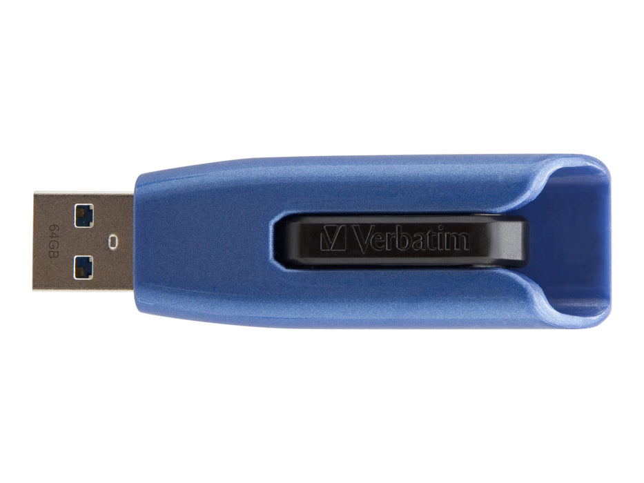 VERBATIM Clé USB Store 'n' Go V3 MAX I USB 3.2 Gen 1 I 128 Go I avec mécanisme coulissant I Interface SuperSpeed I Stockage externe pour ordinateurs portables, etc. I Bleu / Noir