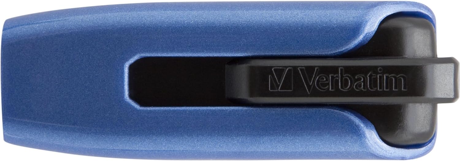 VERBATIM Clé USB Store 'n' Go V3 MAX I USB 3.2 Gen 1 I 128 Go I avec mécanisme coulissant I Interface SuperSpeed I Stockage externe pour ordinateurs portables, etc. I Bleu / Noir