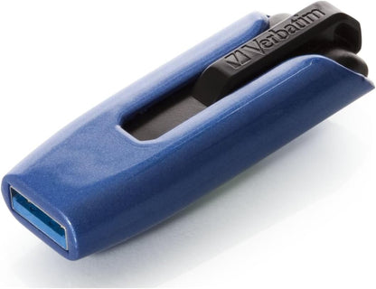 VERBATIM Clé USB Store 'n' Go V3 MAX I USB 3.2 Gen 1 I 128 Go I avec mécanisme coulissant I Interface SuperSpeed I Stockage externe pour ordinateurs portables, etc. I Bleu / Noir
