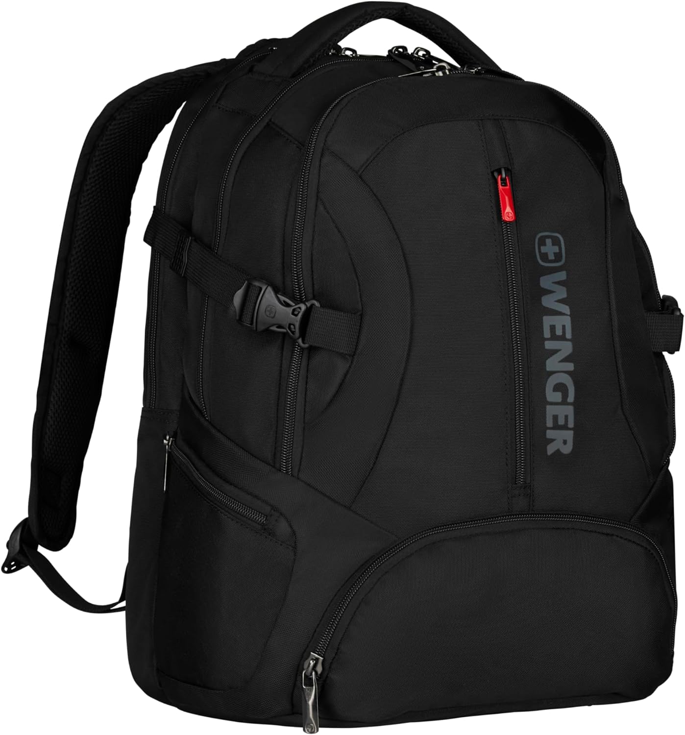 Wenger 600636 Transit 16' Backpack, Padded Laptop Compartment with iPad/Tablet/eReader Pocket in Black (27 litres), 46 Centimeters, WE600636