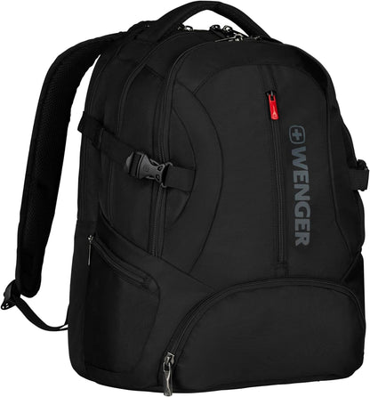 Wenger 600636 Transit 16' Backpack, Padded Laptop Compartment with iPad/Tablet/eReader Pocket in Black (27 litres), 46 Centimeters, WE600636