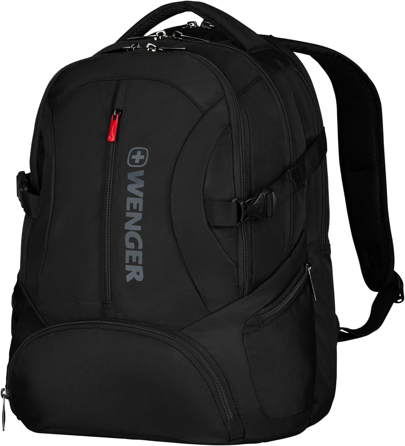 Wenger 600636 Transit 16' Backpack, Padded Laptop Compartment with iPad/Tablet/eReader Pocket in Black (27 litres), 46 Centimeters, WE600636