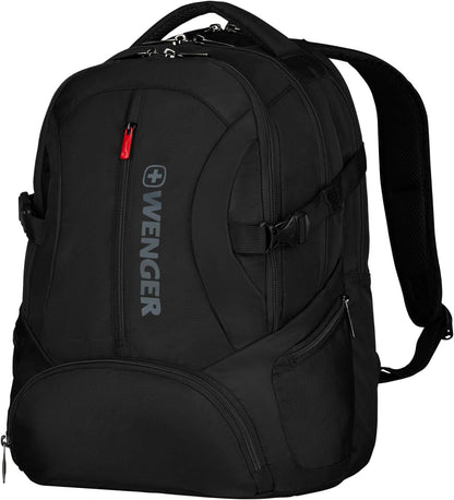 Wenger 600636 Transit 16' Backpack, Padded Laptop Compartment with iPad/Tablet/eReader Pocket in Black (27 litres), 46 Centimeters, WE600636