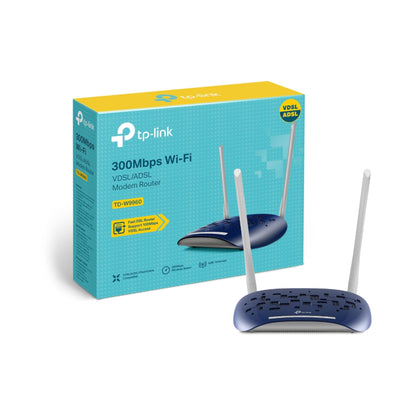 TP-Link 300 Mbps Wireless N VDSL/ADSL Modem Router, Single-Band, Broadband Speed Up To 100 Mbps, Versatile Connectivity, 4x Fast Ports, TP-Link Tether App, Easy setup (TD-W9960