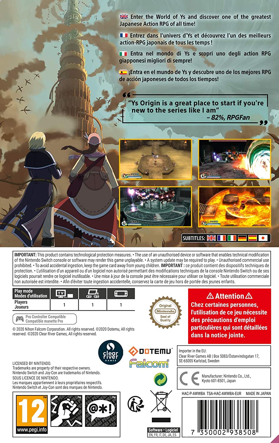 Ys Origin (Switch) (Nintendo Switch