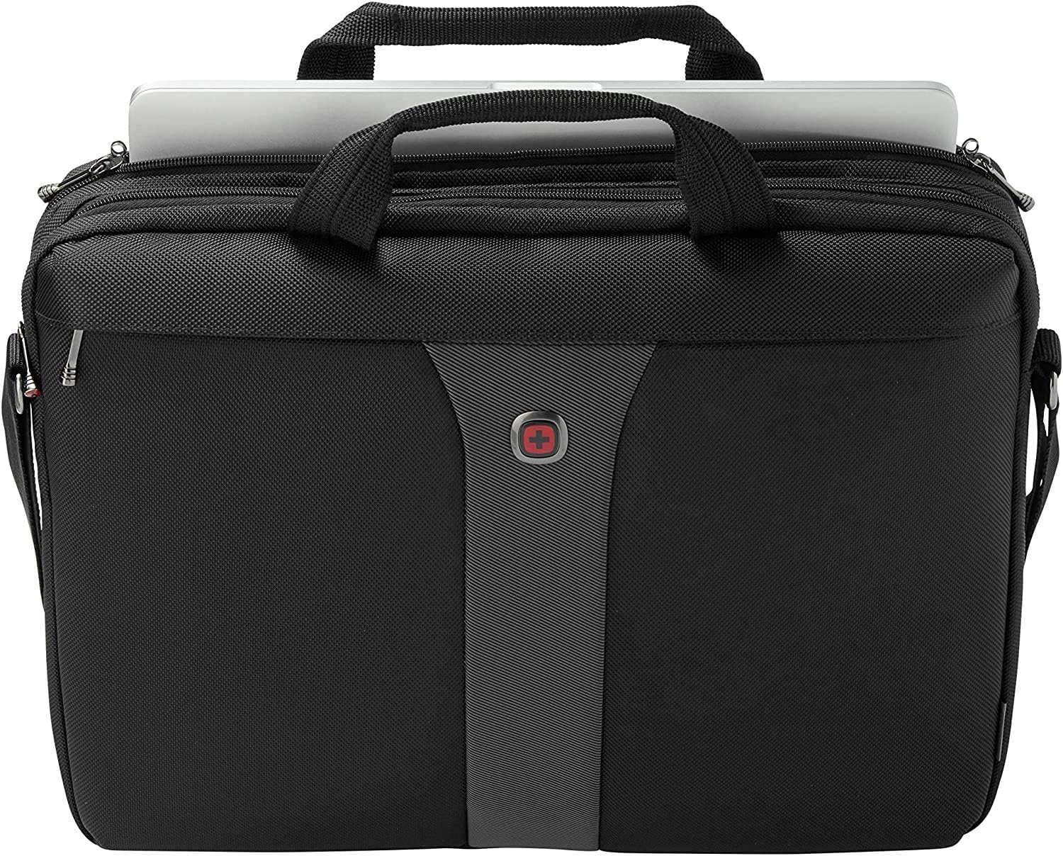 Wenger Legacy Briefcase, Laptop Bag over Shoulder, Fits up to 17″ Laptop, 12 l, Unisex, Ideal for Office Business Uni School, Black/Grey