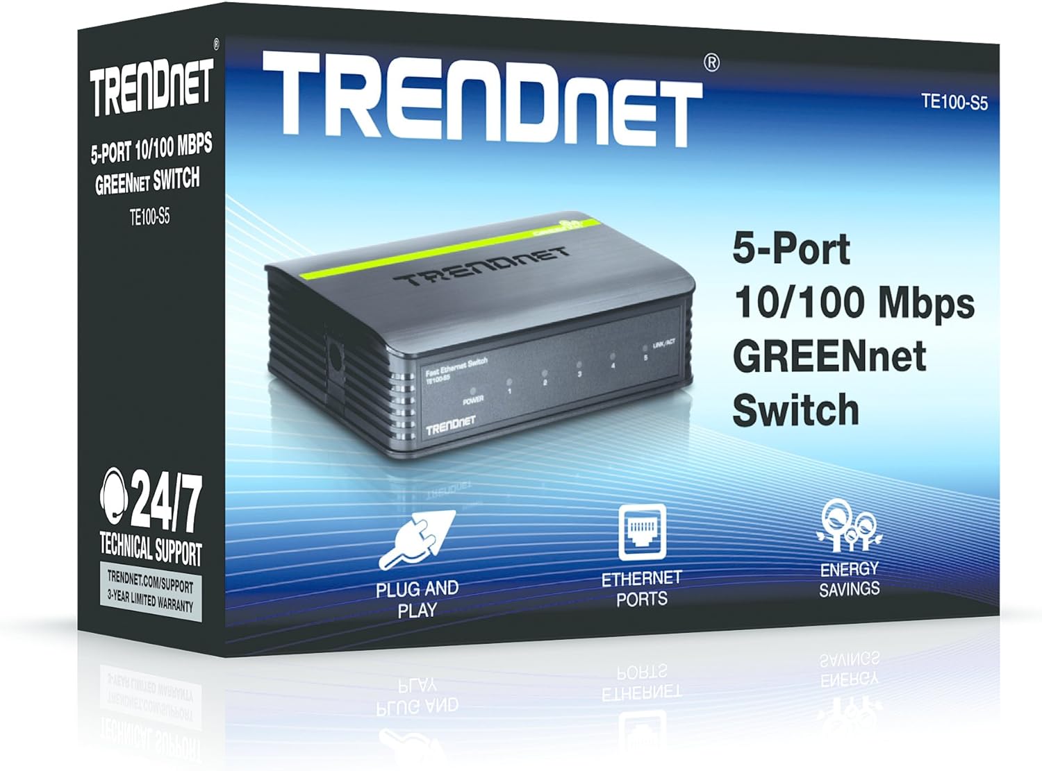 TRENDnet TE100-S5 5-Port 10/100Mbps Unmanaged Desktop Switch,White