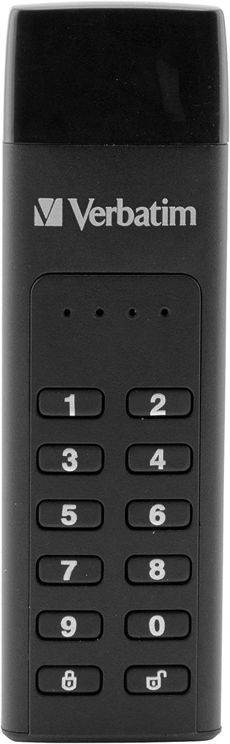Verbatim 49430 Keypad Secure USB Stick I USB Type-C I 32GB I Memory Stick with Passcode Protection & Encryption I Including USB-C Extension Cable I USB Type-C for Laptop Notebook & Co I Black 32 GB