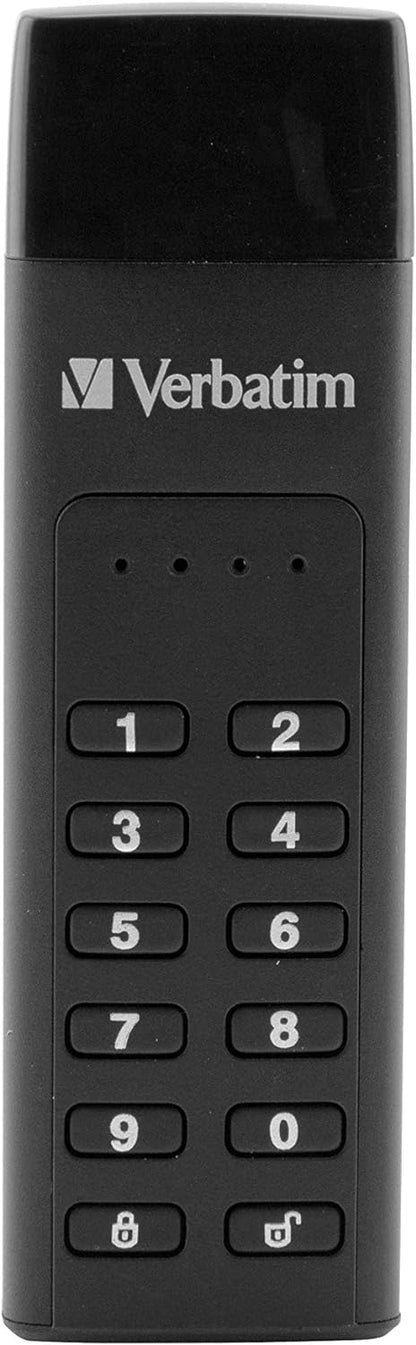 Verbatim 49430 Keypad Secure USB Stick I USB Type-C I 32GB I Memory Stick with Passcode Protection & Encryption I Including USB-C Extension Cable I USB Type-C for Laptop Notebook & Co I Black 32 GB