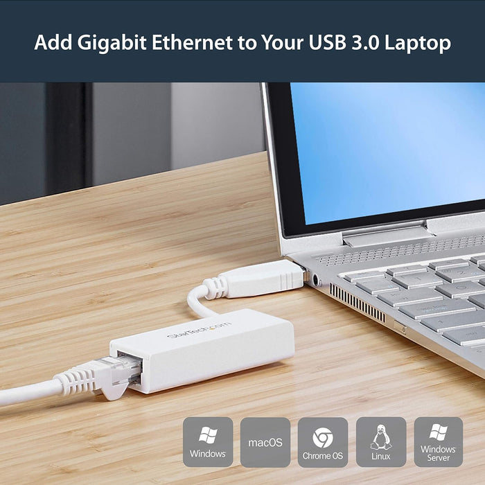 StarTech.com USB to Ethernet Adapter, USB 3.0 to 10/100/1000 Gigabit Ethernet LAN Adapter, USB to RJ45 Adapter, TAA Complaint