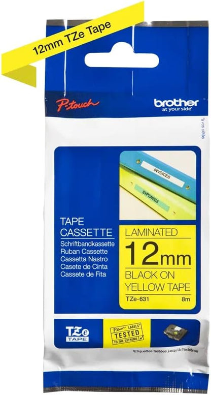 Brother - Labels - Laminated Tape - Black, Yellow - Roll (1.2 cm) - 1 pcs.